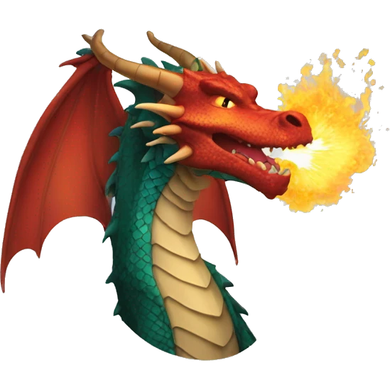 Dragon breathing fire through mouth emoji