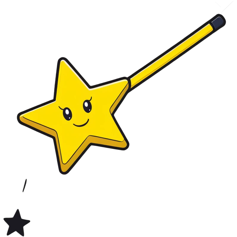 magic wand with yellow star emoji