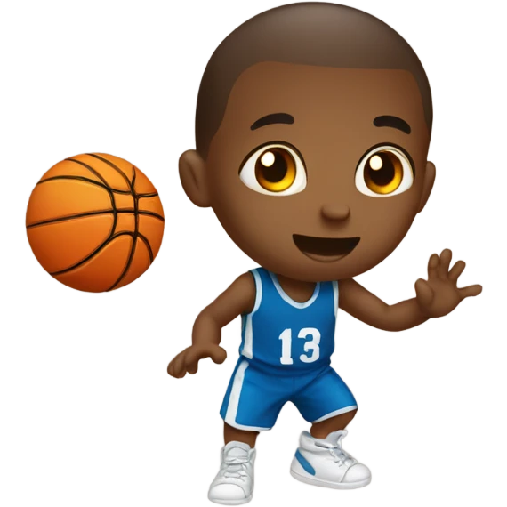 Playing basketball against baby emoji