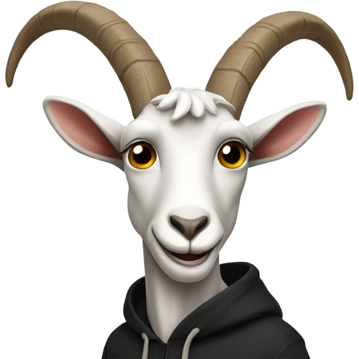 Goat with horns wearing a black hoodie emoji