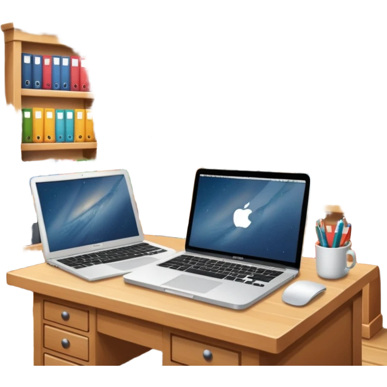cute library with mac laptop in it emoji