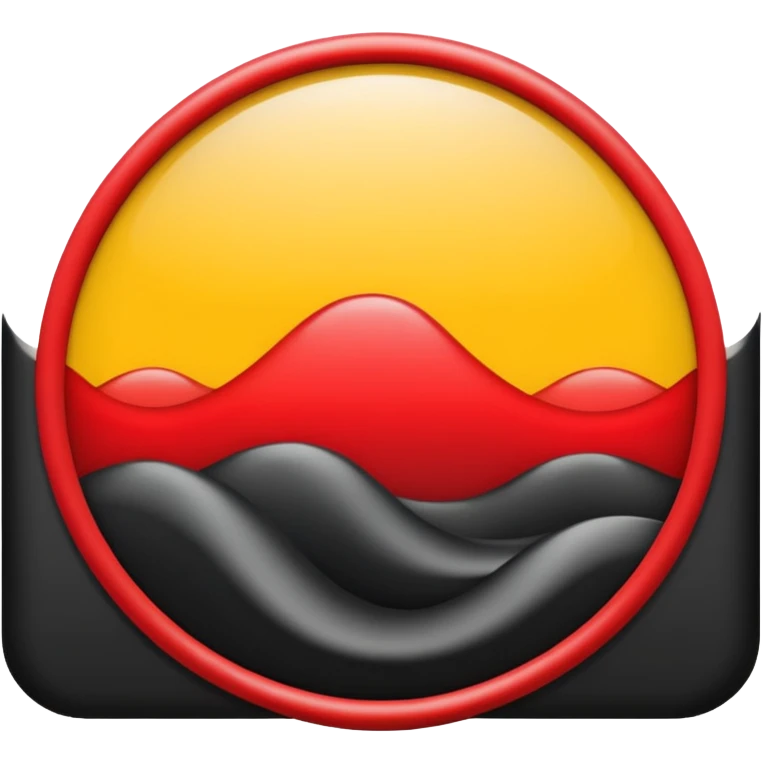 A wavy black and red rectangle with a medium sized yellow circle in the middle emoji