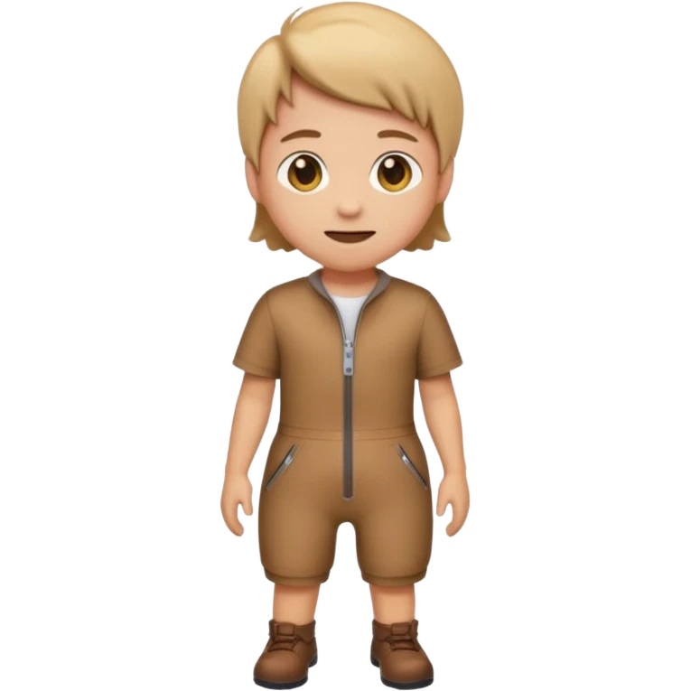 create an emoji that wears a short sleeve short jumpsuit in color brown with seamless zipper emoji