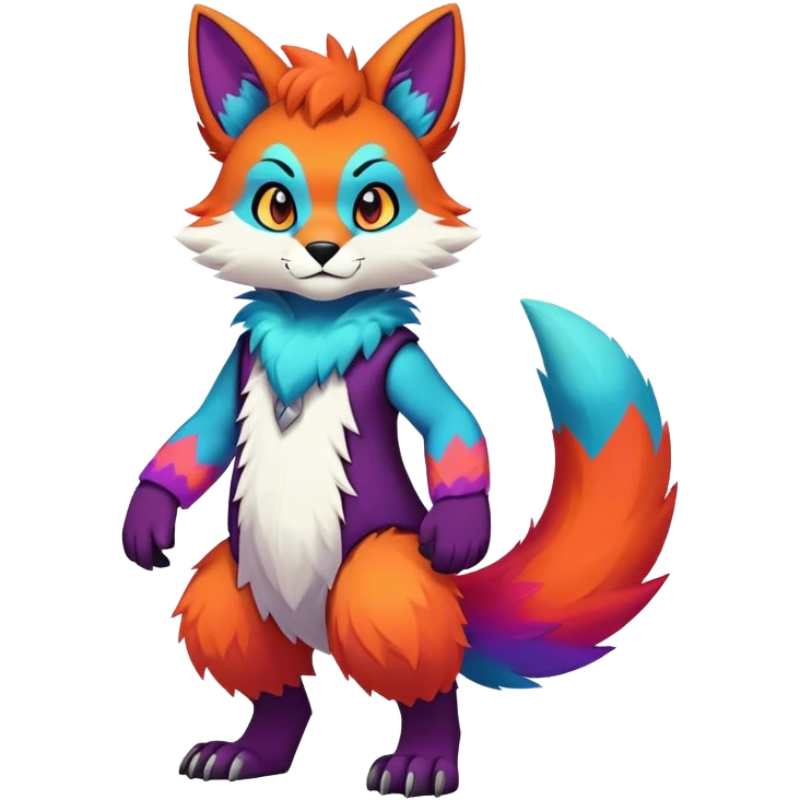 Edgy colorful anthro fursona Fakemon emoji