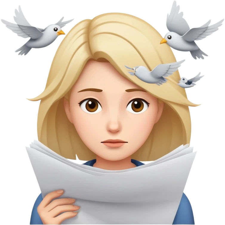 tired woman with flying papers around her emoji