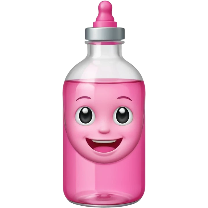 Smiling freaky baby oil bottle pink emoji