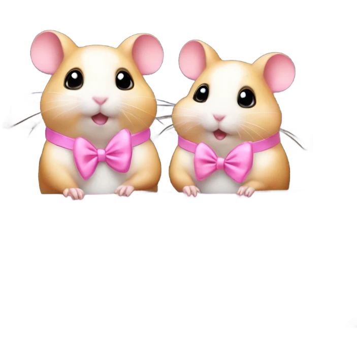 Pink hamsters with bows driving car emoji
