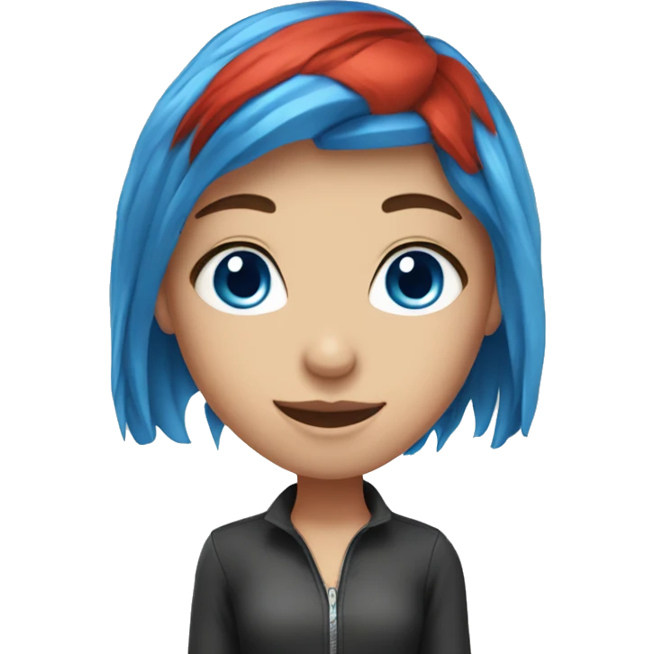 blue hair blue eyes girl with red haired girlfriend  emoji
