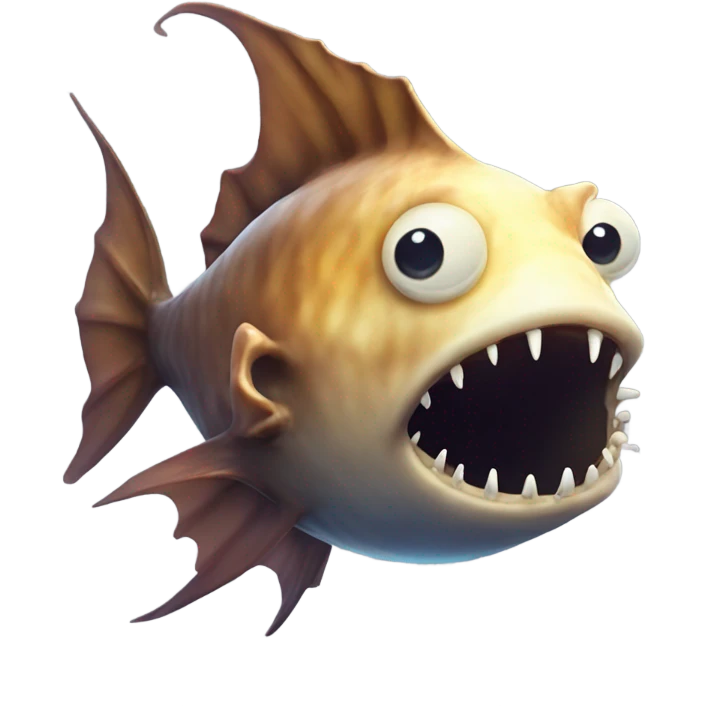 Anglerfish with glowing lure, sharp teeth, and big eyes. emoji
