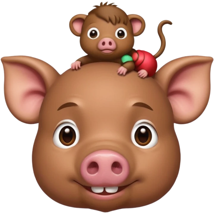 El cerdito de Moana con un monito en su cabeza emoji