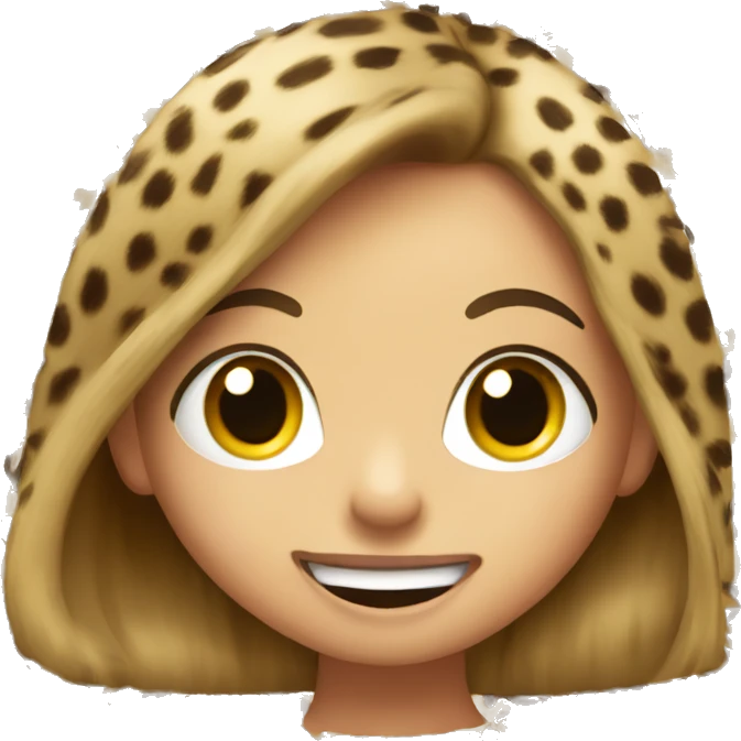 playful girls in leopard print with tongue out emoji
