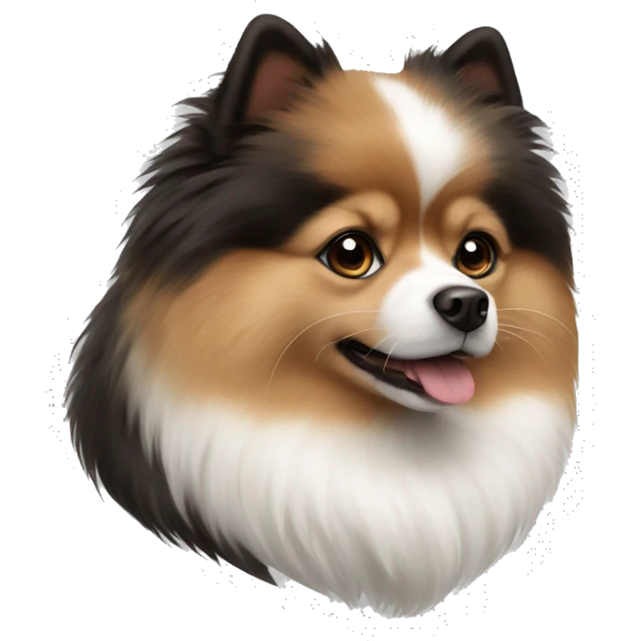 White and brown and black Pomeranian  emoji
