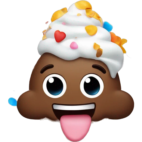 friendly poop with a big smile. make him classic layered ice cream style with confetti around him emoji