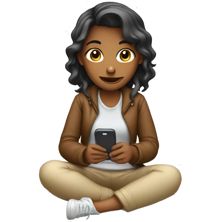 girl with phone sitting down emoji