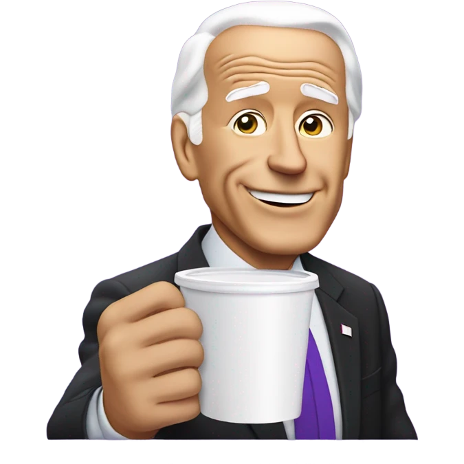 biden with purple liquid spilling out of white foam cup emoji