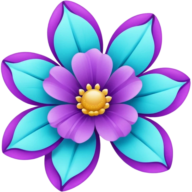 glitter purple and cian flower emoji