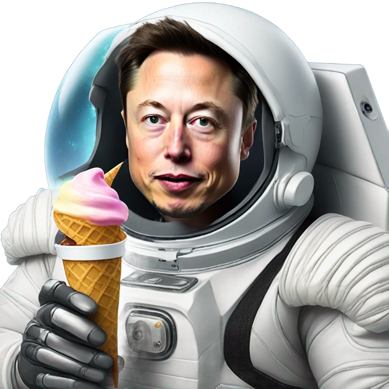 Elon musk in space suit eating ice cream  emoji