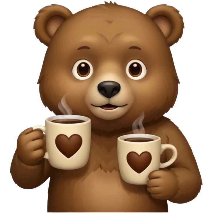 a bear holding 2 cups of coffee  emoji