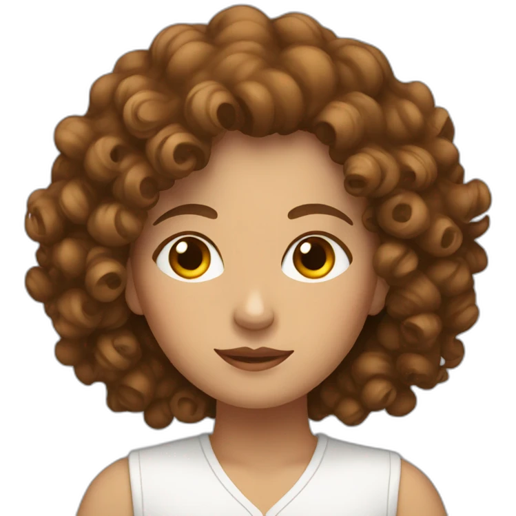 Woman with brown curly hair sitting in wc emoji