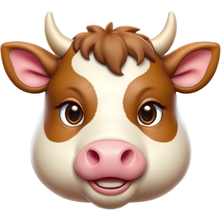Cinematic Cute Domestic Ox Portrait Emoji, Head tilted playfully and inquisitively, with a robust, compact build and a polished hide adorned with subtle natural patterns, round, sparkling eyes full of gentle curiosity, Simplified yet irresistibly adorable features, highly detailed, glowing with a warm, friendly glow, high shine, affectionate and grounded, stylized with a touch of rustic charm, soft glowing outline, capturing the essence of a mischievous yet loving ox that feels like it could amble out of the screen into your arms! emoji