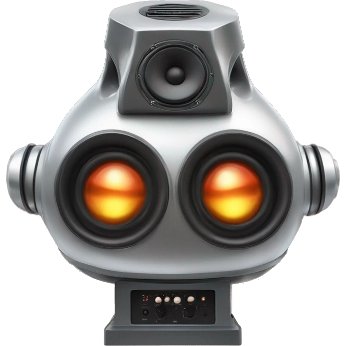 Anthropomorphized Bass Cannon:
A powerful subwoofer with arms and intense eyes, its massive speaker-mouth booming like it’s ready to unleash bass waves. It stands grounded, radiating pure, deep sound energy. emoji