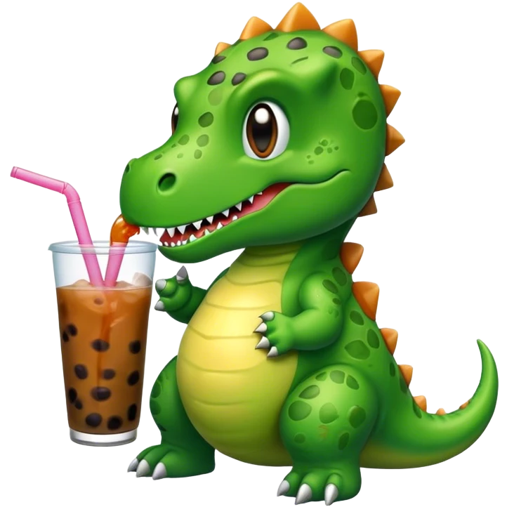  Dinosaur drinking boba emoji