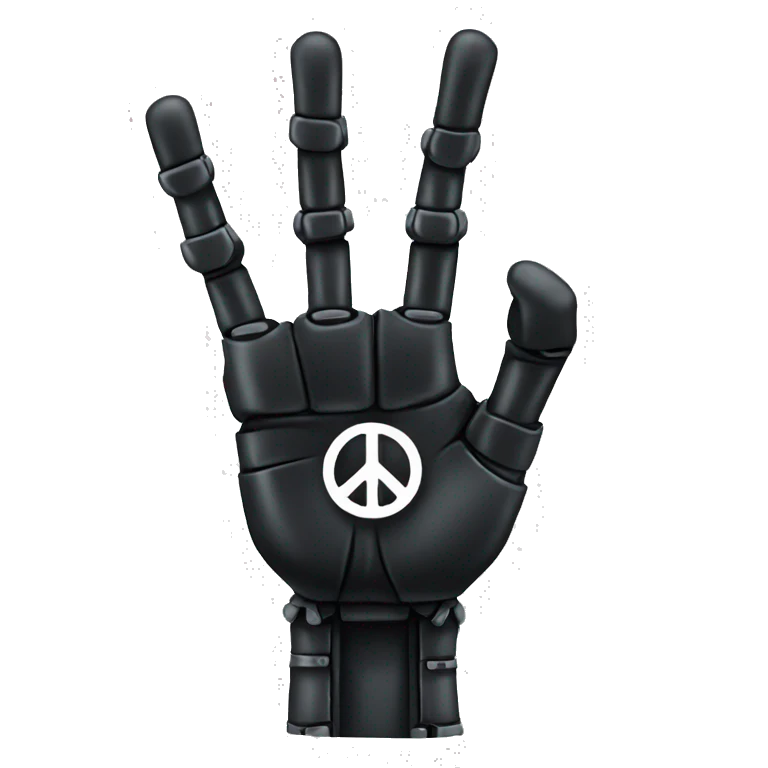 black robotic peace sign hand emoji