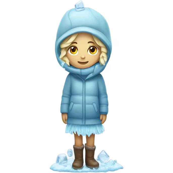Girl freezing made out of ice emoji