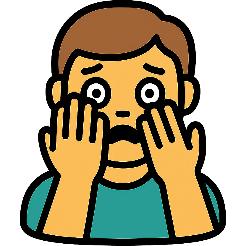 face peeking through hands, scared expression, simple and clear icon emoji