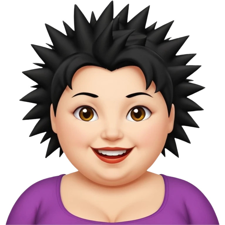 fat spiky haired happy woman emoji