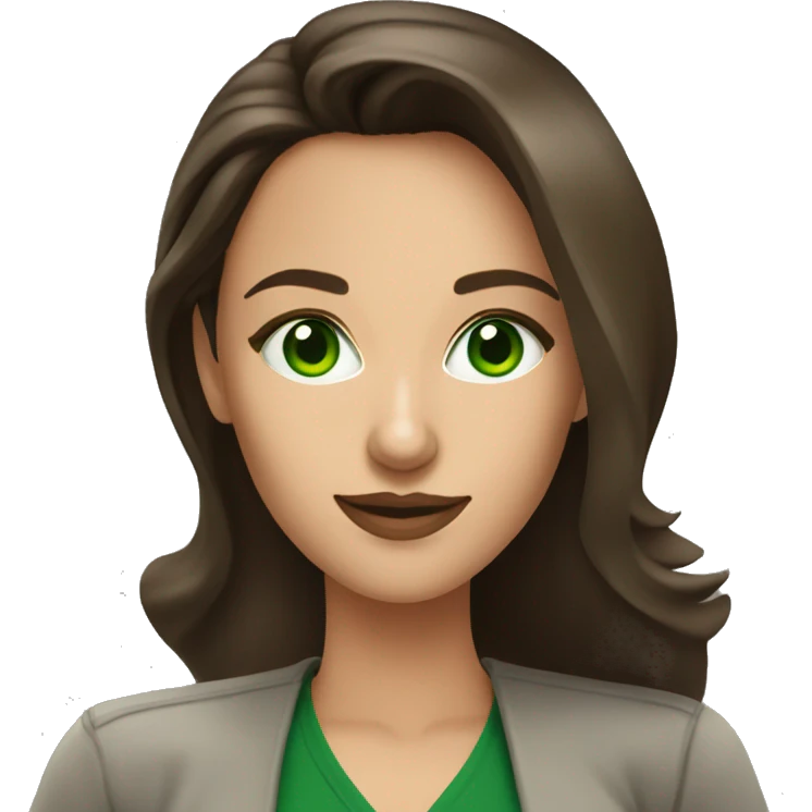 Brunette influencer woman with green eyes taking selfie emoji