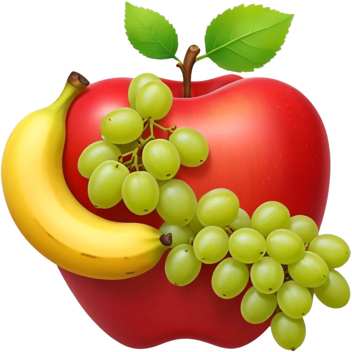 gas can surrounded by an apple, banana, and grape emoji