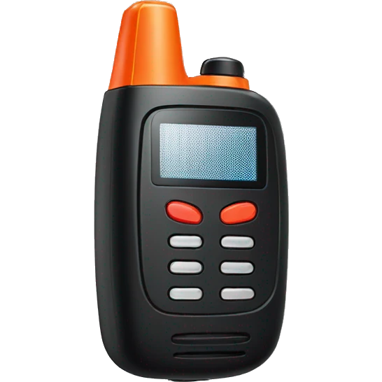 black walkie talkie with red-orange button on side emoji
