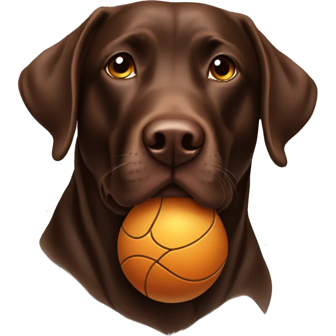 Chocolate lab with ball emoji