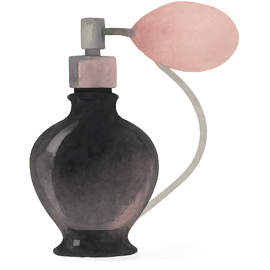 BLACKPINK-inspired gothic perfume atomizer, no hearts, dreamy and elegant, black and pink emoji