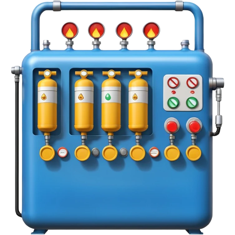 gas distribution station emoji style with a row of vertical gas cylinders and a small control panel emoji