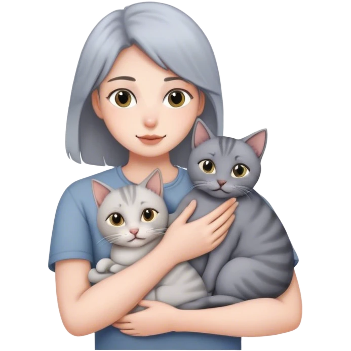 With 2 grey cats in lap emoji