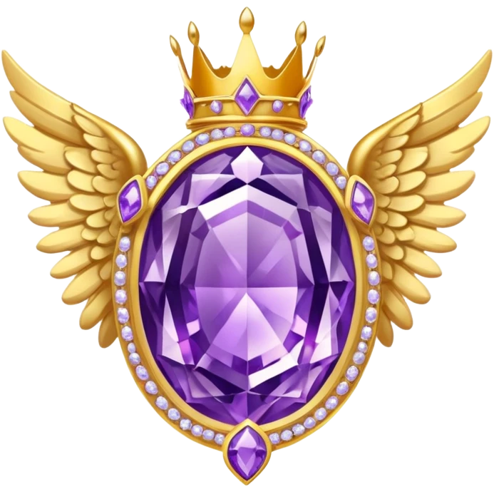 Big complex amethyst stone award-in-frame-decorated-with-big-golden-angel--wings and crown emoji