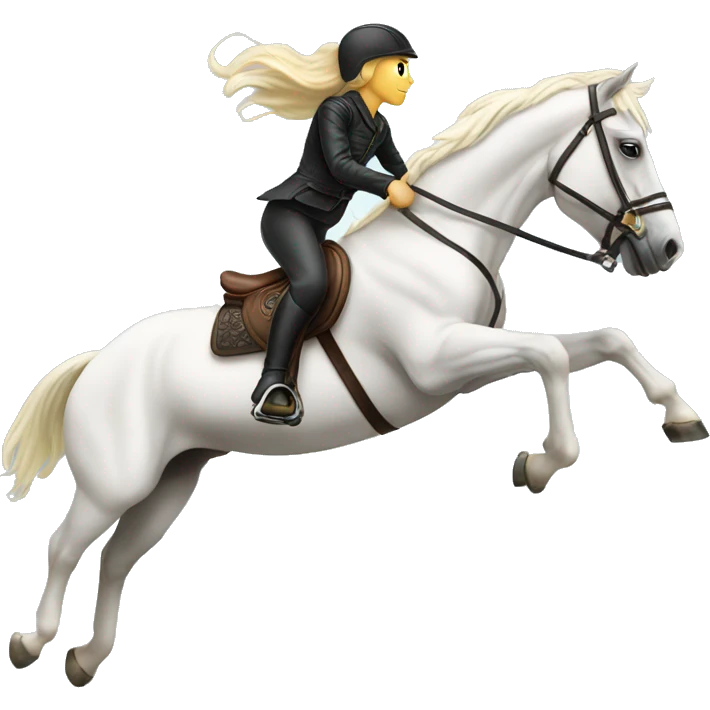 Blonde rider Jumping white horse emoji