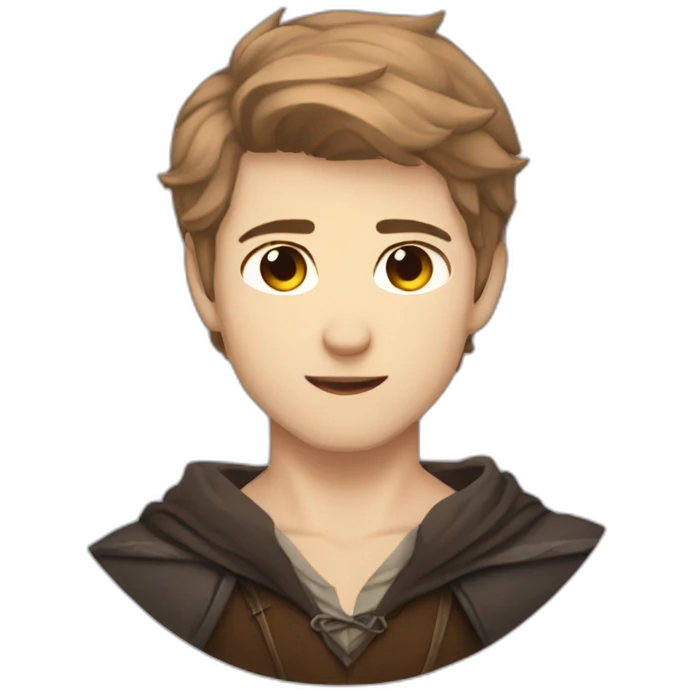 brown short hair handsome introvert vampire archer emoji