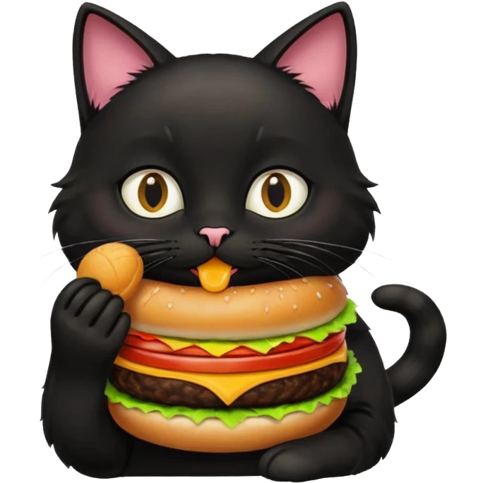 Black cat eating hamburger  emoji