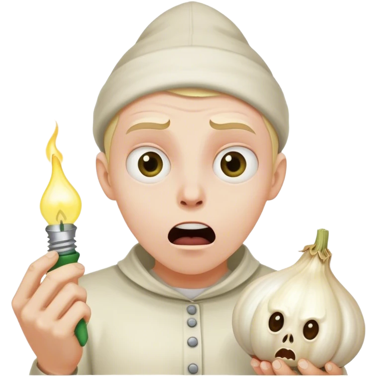 Scared garlic emoji