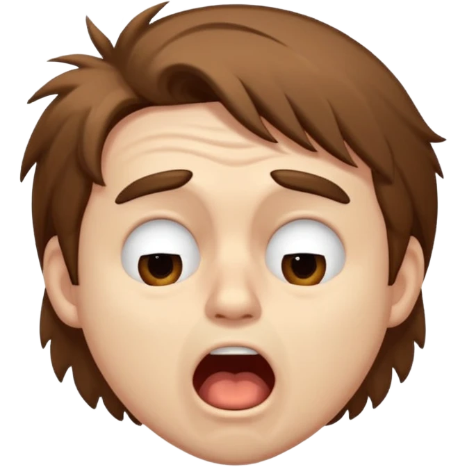 Weak man with disheveled hair, large dark circles under his eyes, and yawning emoji