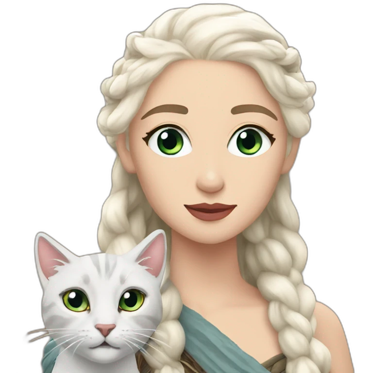 Daenerys with cat and Snow emoji