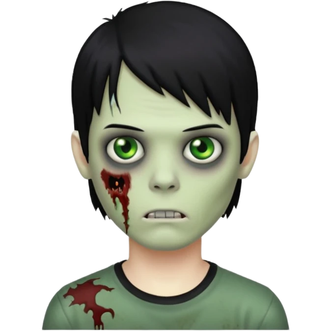Make a zombie boy with black mullet emo hair  emoji