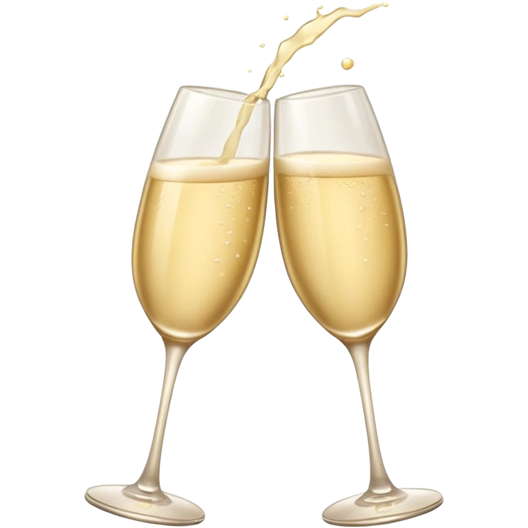 
2 light beige champagne glasses are knocked against each other emoji