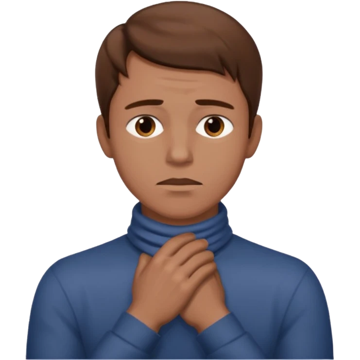 Man with hands gripped around neck emoji