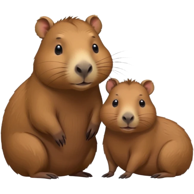 Capybara cute with it mom also don't let it look like a rat emoji