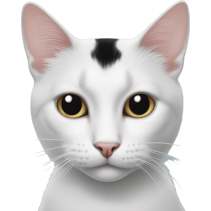 Black and white cat with black dot on face by nose emoji