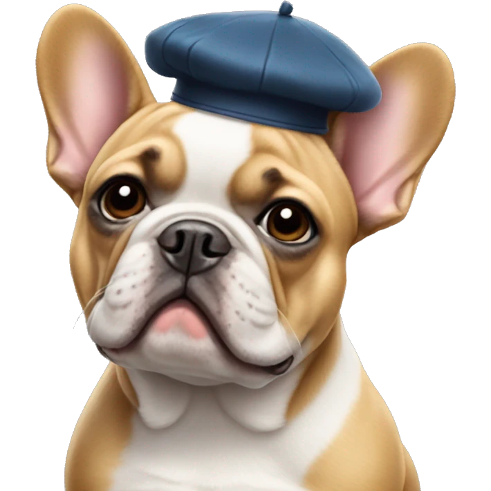 French bulldog wearing beret  emoji